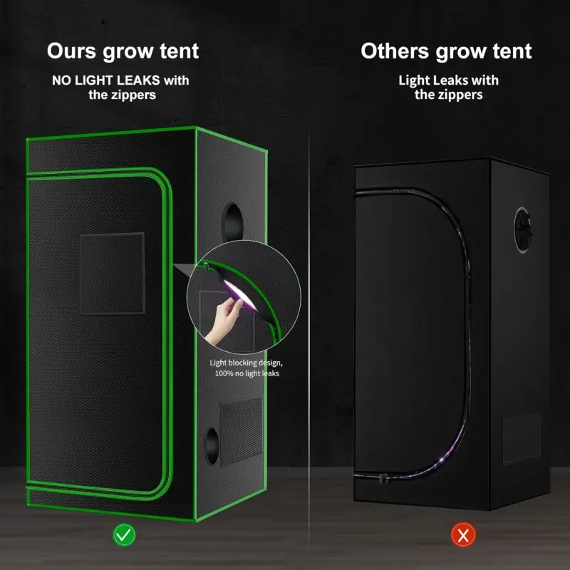 Premium Grow Tent, 16"x16"x48" High Reflective Mylar with Multi-Chamber and Floor Tray for Hydroponic Houseplants - Image 3