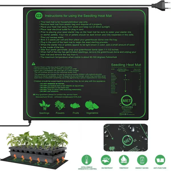 10/25/50CM Seedling Heat Mat Indoor Plants Germination Waterproof Heating Pad Propagation Clone Starter Mat EU/US/ Plug